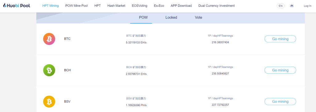 Скрин официального сайта Huobi.pool