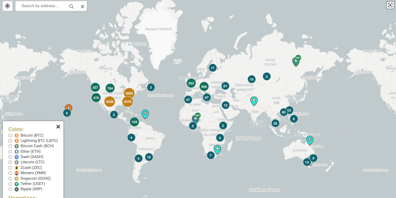 Криптоматы в мире карта. Рост количества биткоин-банкоматов.