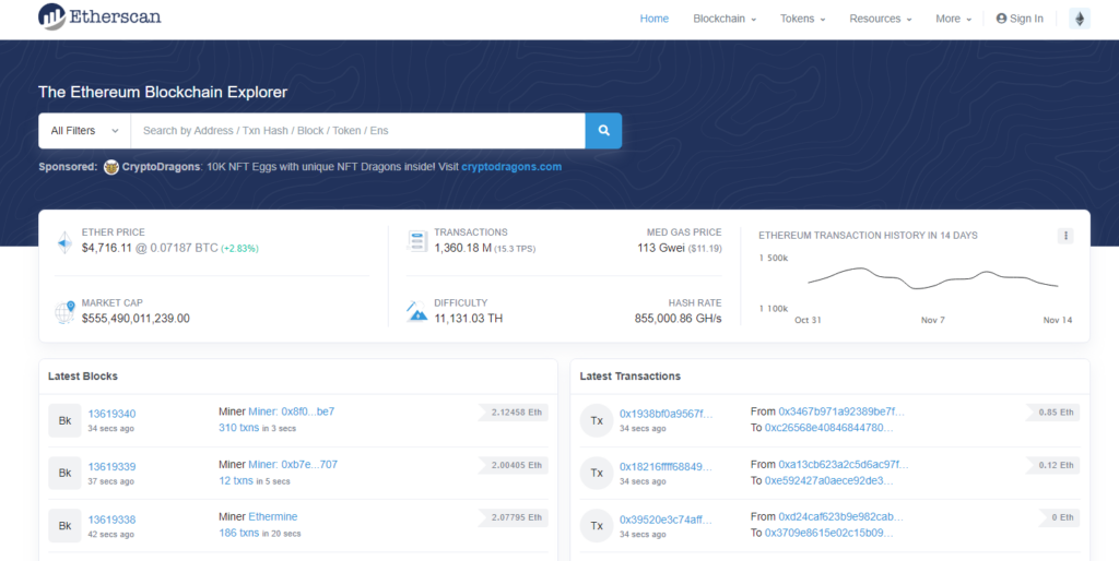 Платформа Etherscan