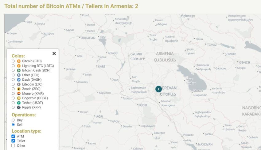 Пункты продажи криптовалют в Армении