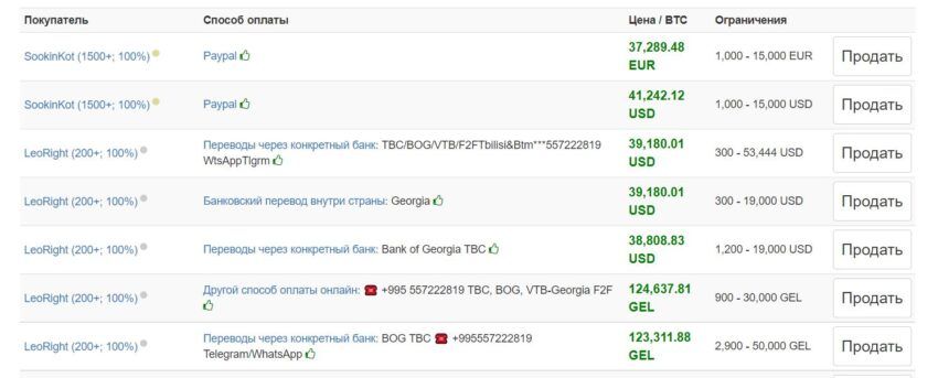 Как продать криптовалюту в Грузии