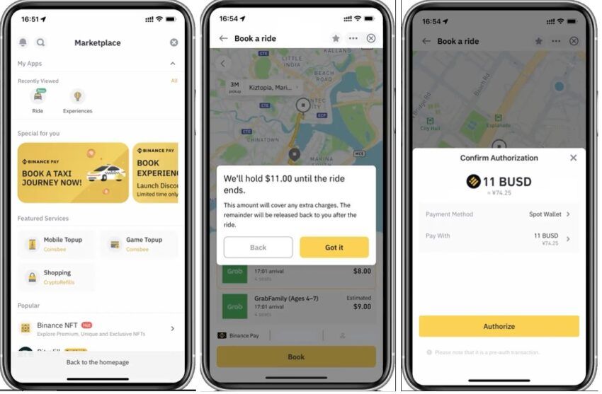 Оплата такси для пользователей Binance