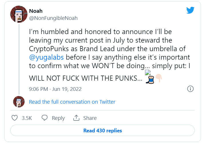 Cuitan Noah Davis yang mendadak bergabung dengan Yuga Labs sebagai Brand Lead CryptoPunks