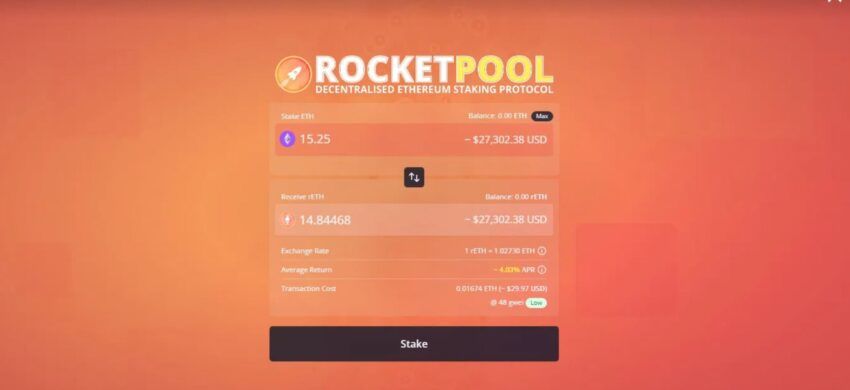 Скрин платформы Rocket Pool