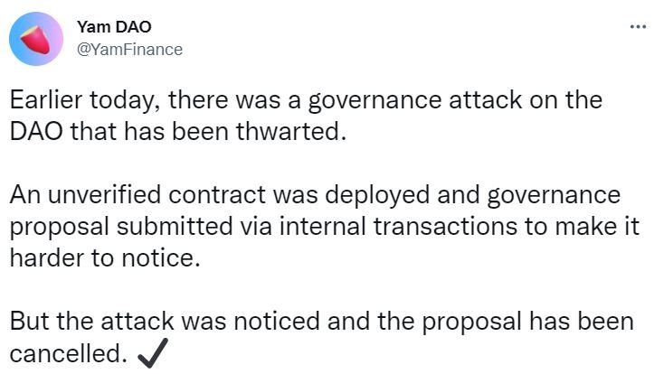 Сообщение Yam Finance