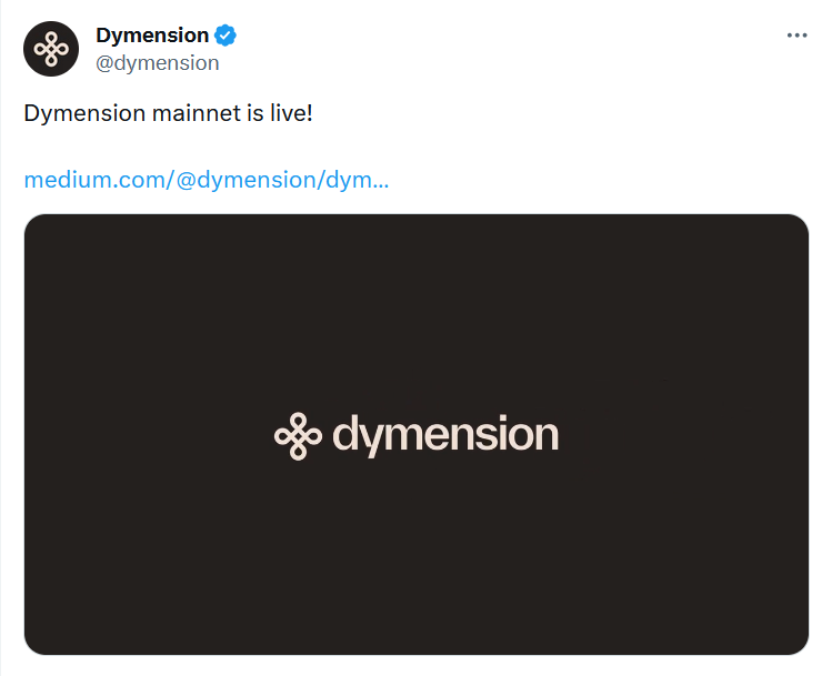 Капитализация Dymension (DYM) почти достигла млрд
